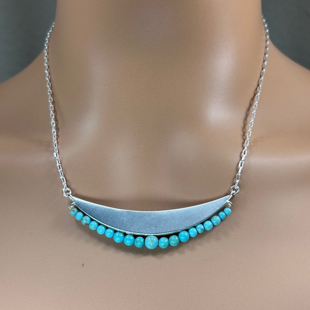 Lucky Brand Silver & Turquoise Crescent Pendant Necklace*